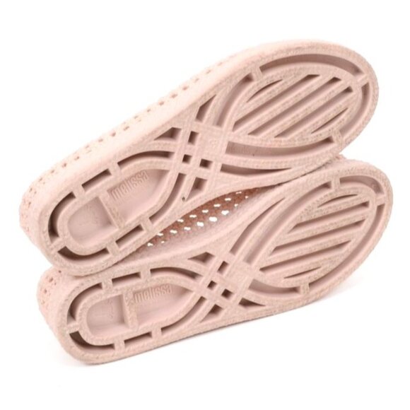 Melissa x Jason Wu Pink Woven Peep-Toe Flat Flatform Rubber Sandal Women's 9 - Picture 7 of 7